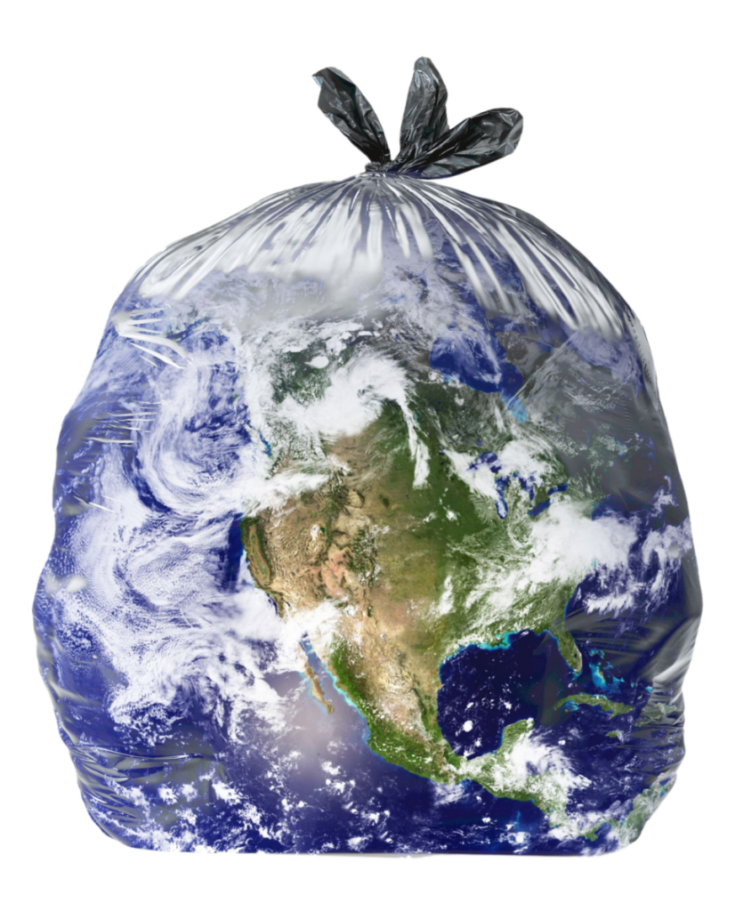 graphic concept. planet earth in a plastic bag.