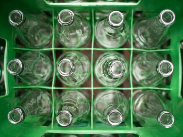 Box of empty glass bottles