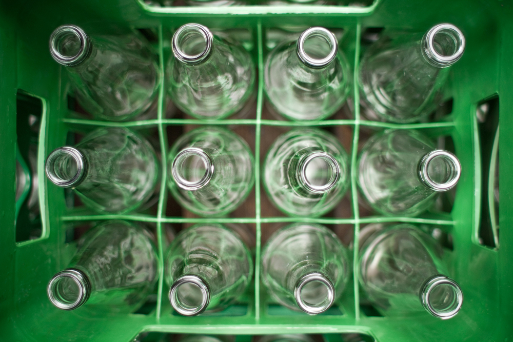 Box of empty glass bottles