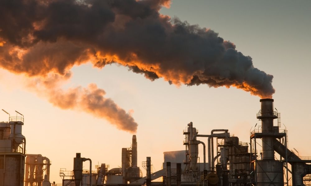 close up of facility's emissions
