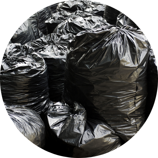 close up of black trash bags