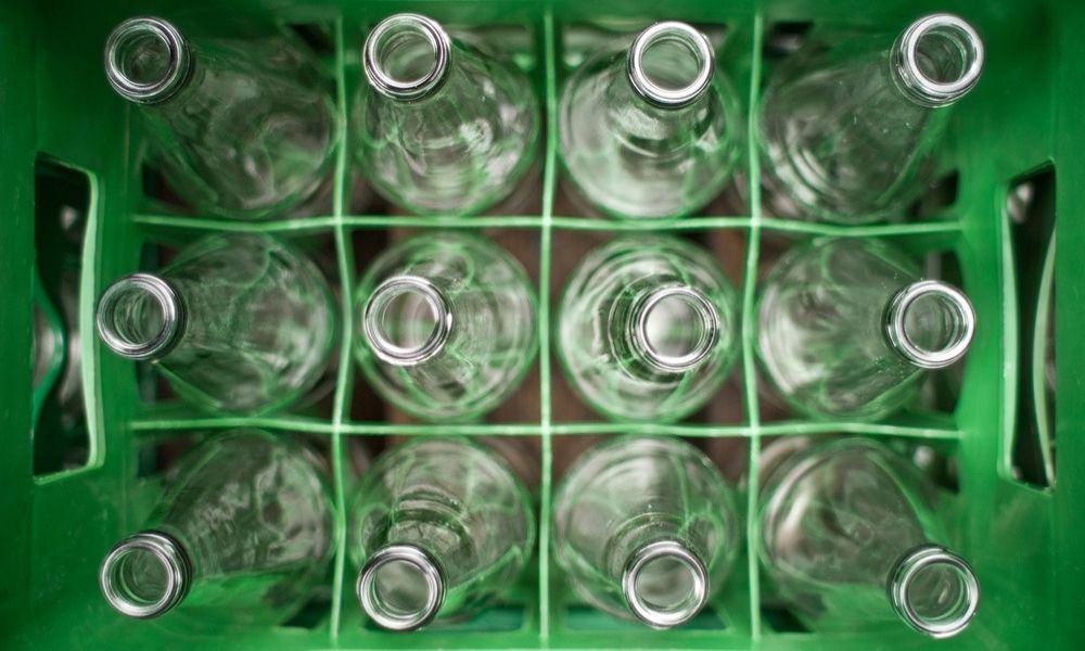 close up of glass bottles in carrying case