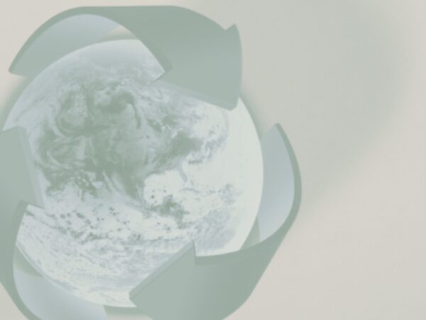 Globe with recycling symbol surrounding it