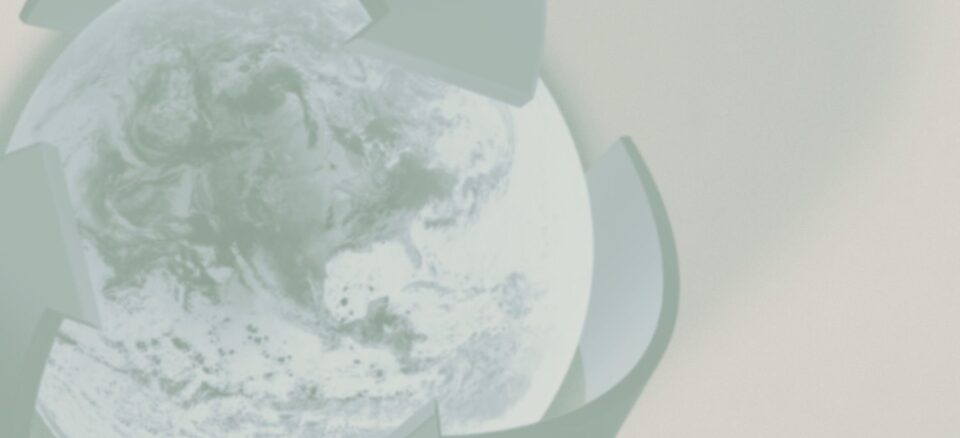 Globe with recycling symbol surrounding it