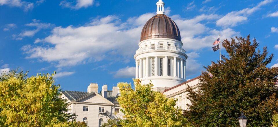 Maine State House representing the state's leadership in Zero Waste policy